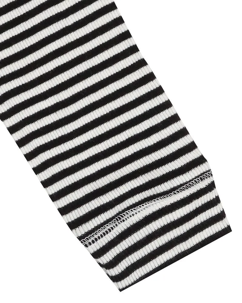 Multicolour Stripe Print Rib Top