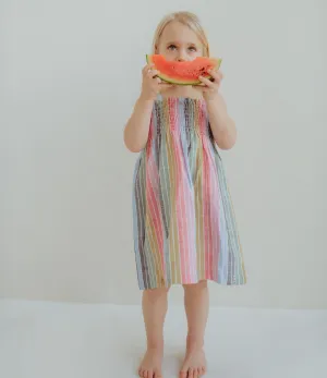 Multicoloured Rainbow Stripe Print Dress