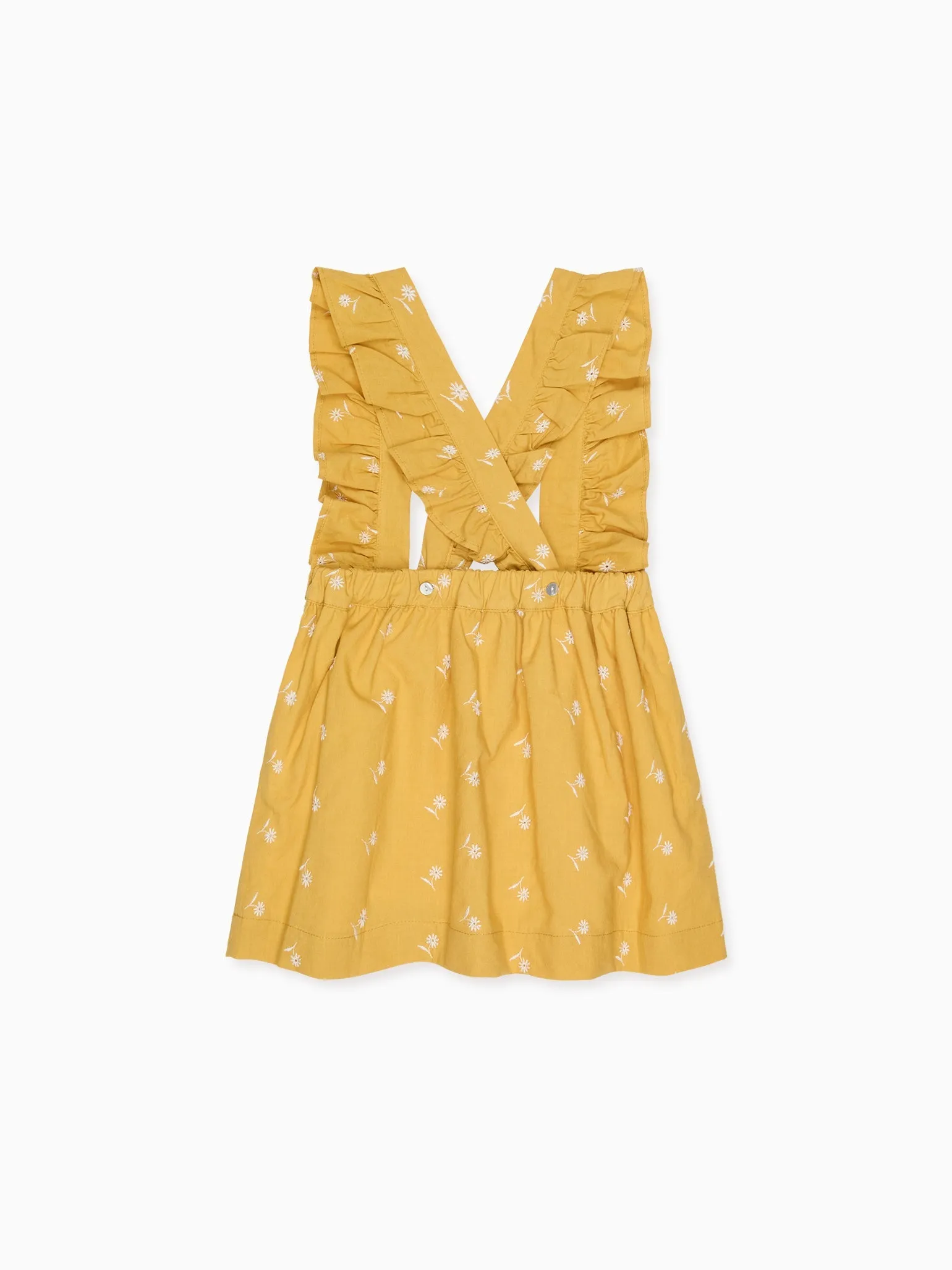 Mustard Floral Agata Girl Pinafore Skirt