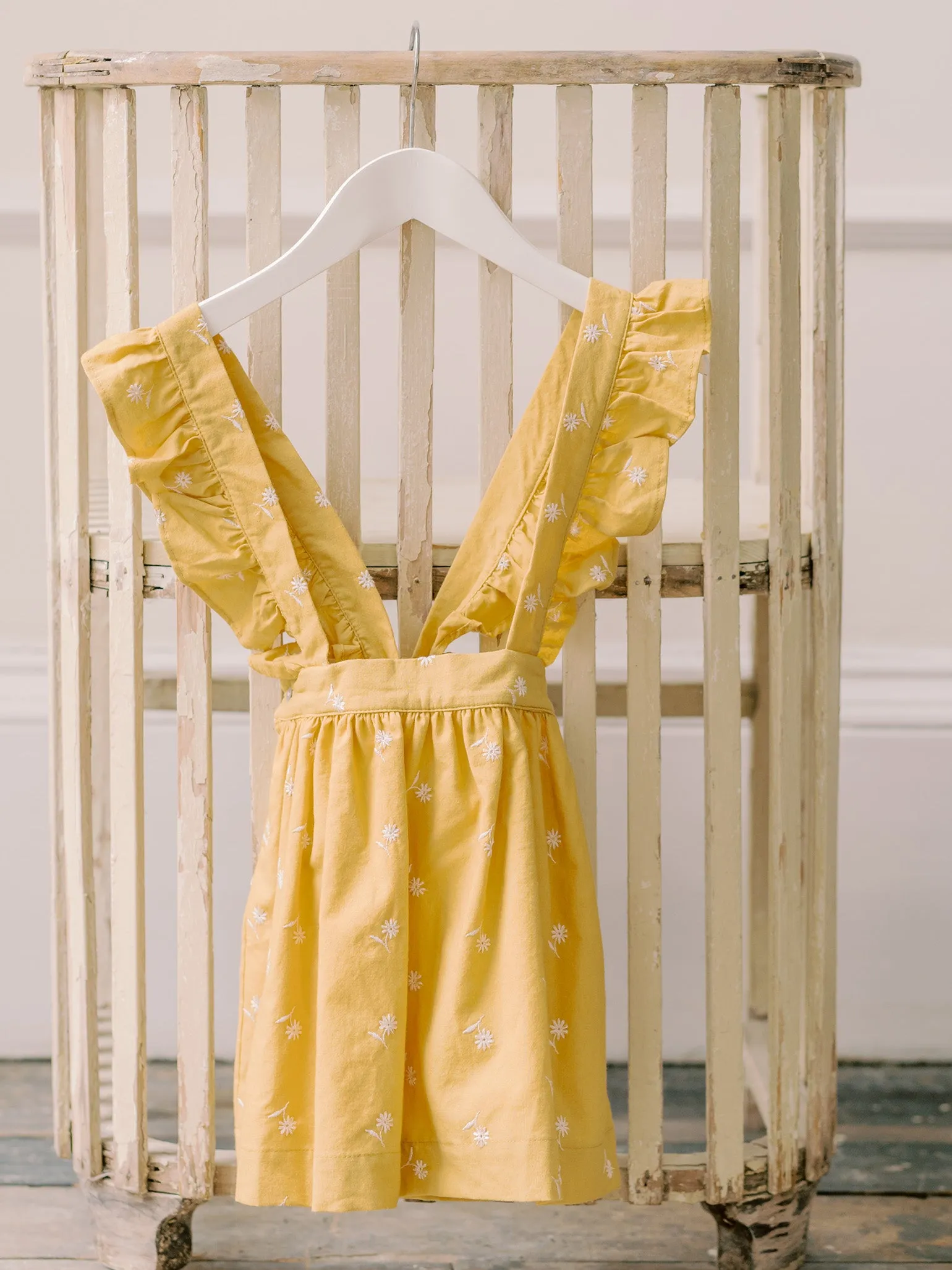 Mustard Floral Agata Girl Pinafore Skirt