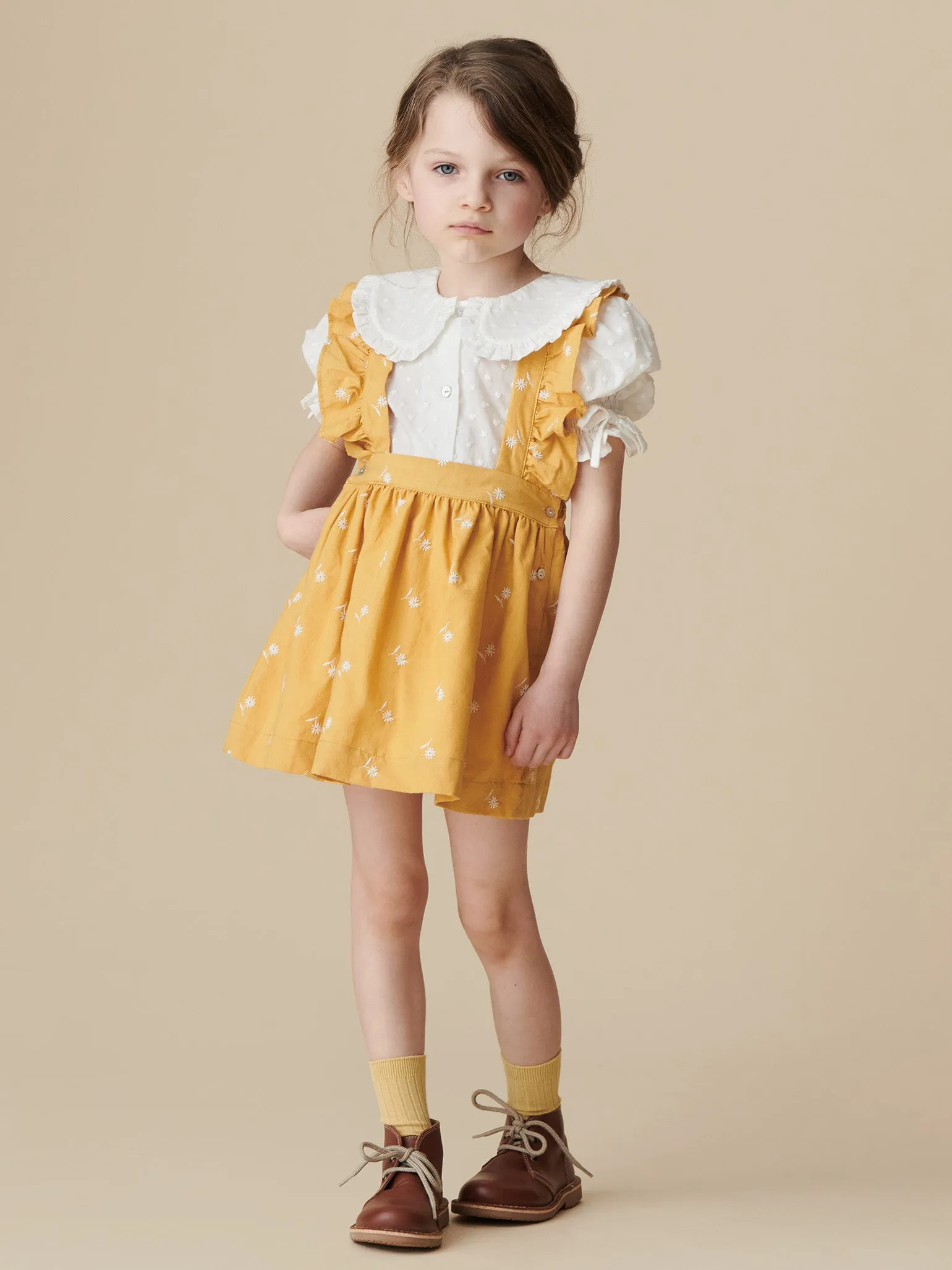 Mustard Floral Agata Girl Pinafore Skirt