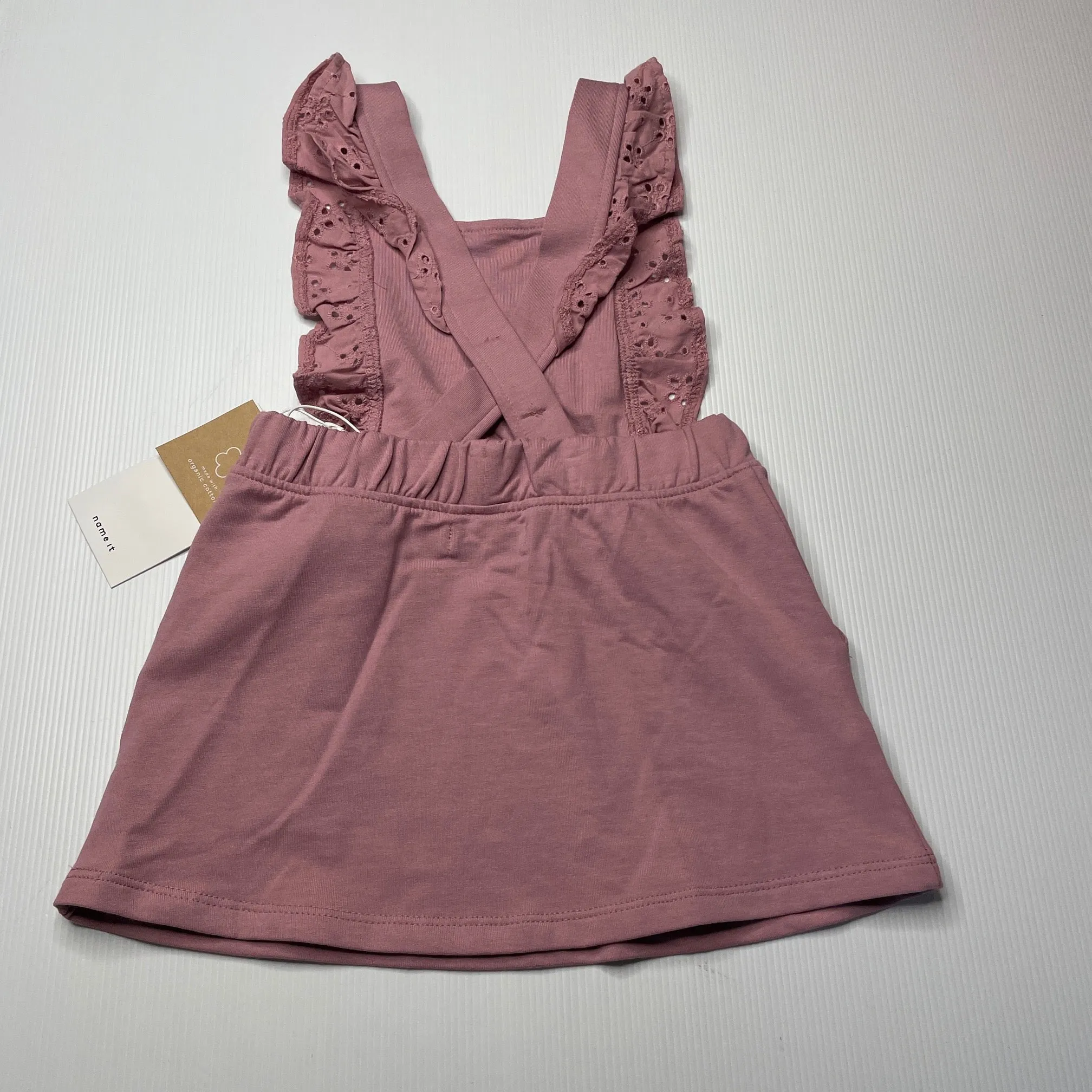 Name It organic cotton blend overalls dress / pinafore, size 1, BNWT