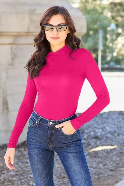 Nancy Basic Bae Full Size Mock Neck Long Sleeve Bodysuit