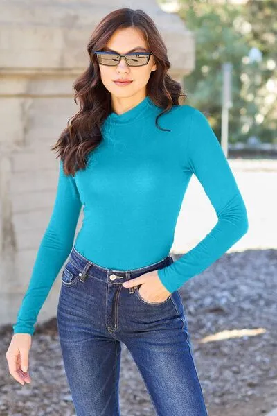 Nancy Basic Bae Full Size Mock Neck Long Sleeve Bodysuit