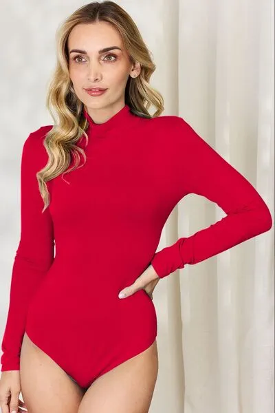 Nancy Basic Bae Full Size Mock Neck Long Sleeve Bodysuit