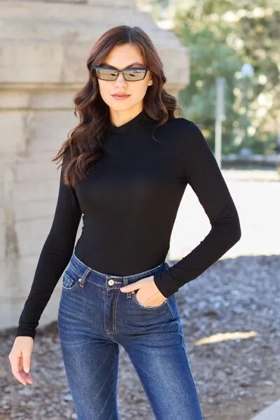 Nancy Basic Bae Full Size Mock Neck Long Sleeve Bodysuit