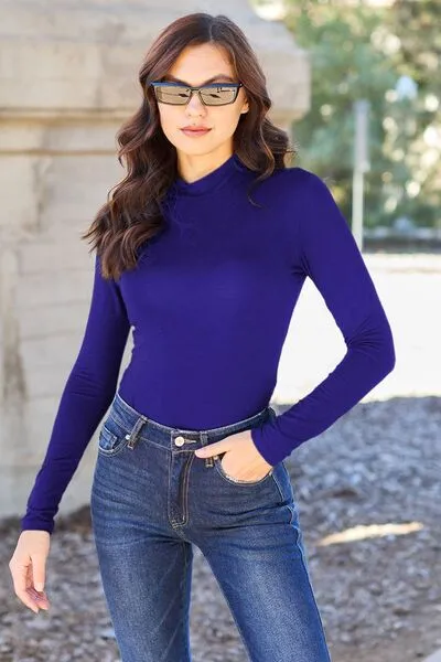 Nancy Basic Bae Full Size Mock Neck Long Sleeve Bodysuit