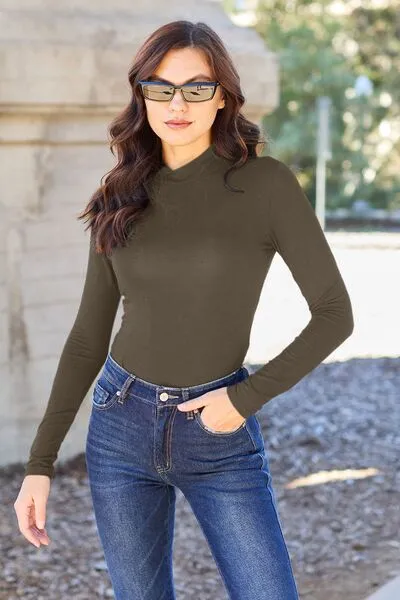 Nancy Basic Bae Full Size Mock Neck Long Sleeve Bodysuit