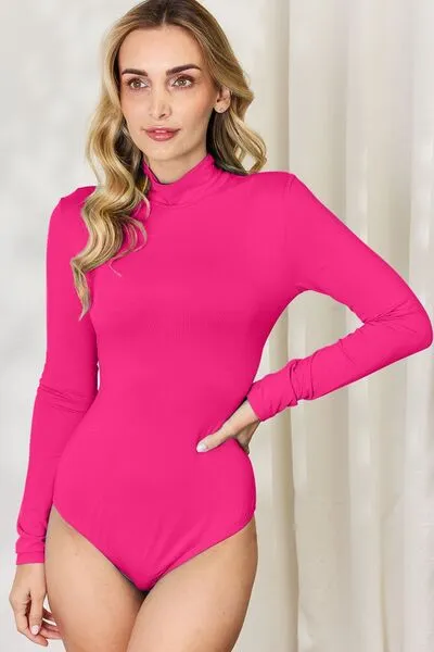 Nancy Basic Bae Full Size Mock Neck Long Sleeve Bodysuit