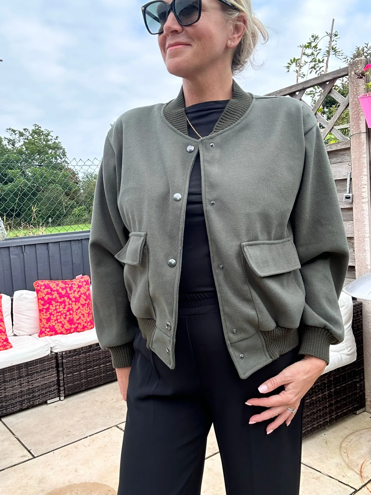 Navy Brushed Bomber Jacket