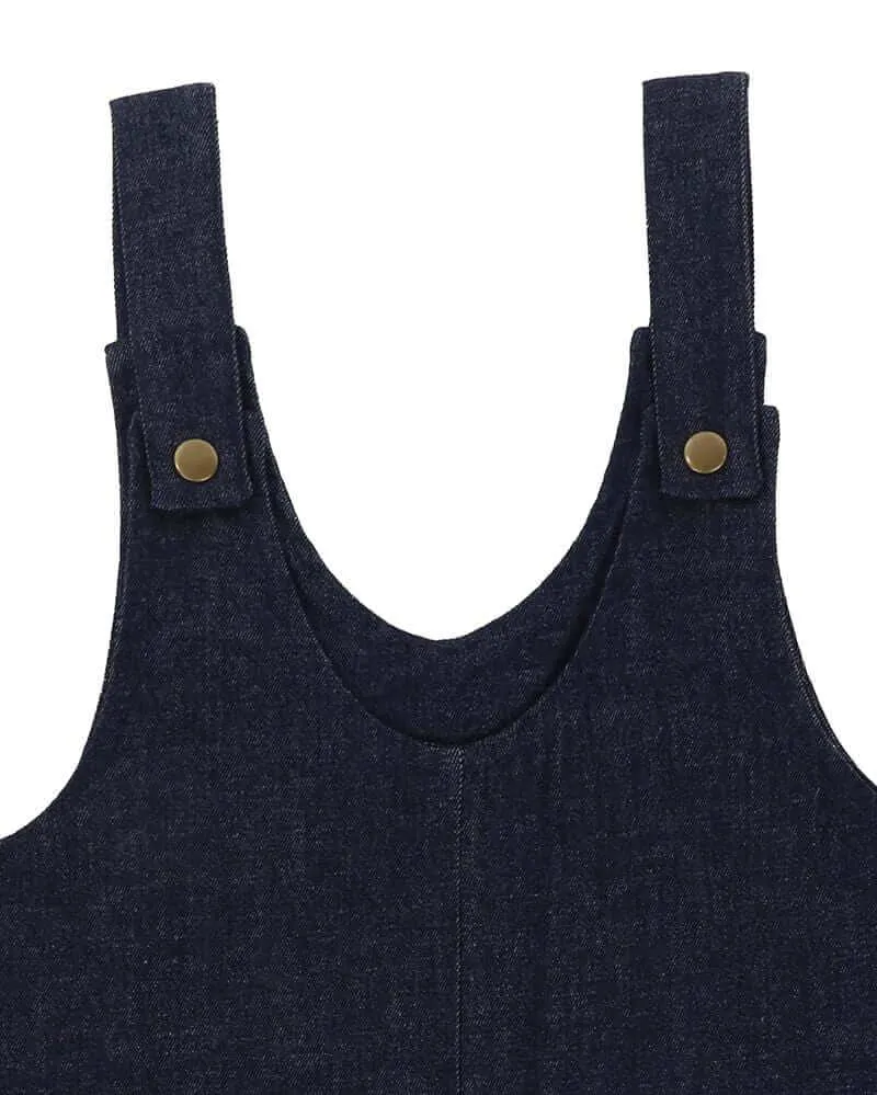 Navy Denim Pinafore Dress