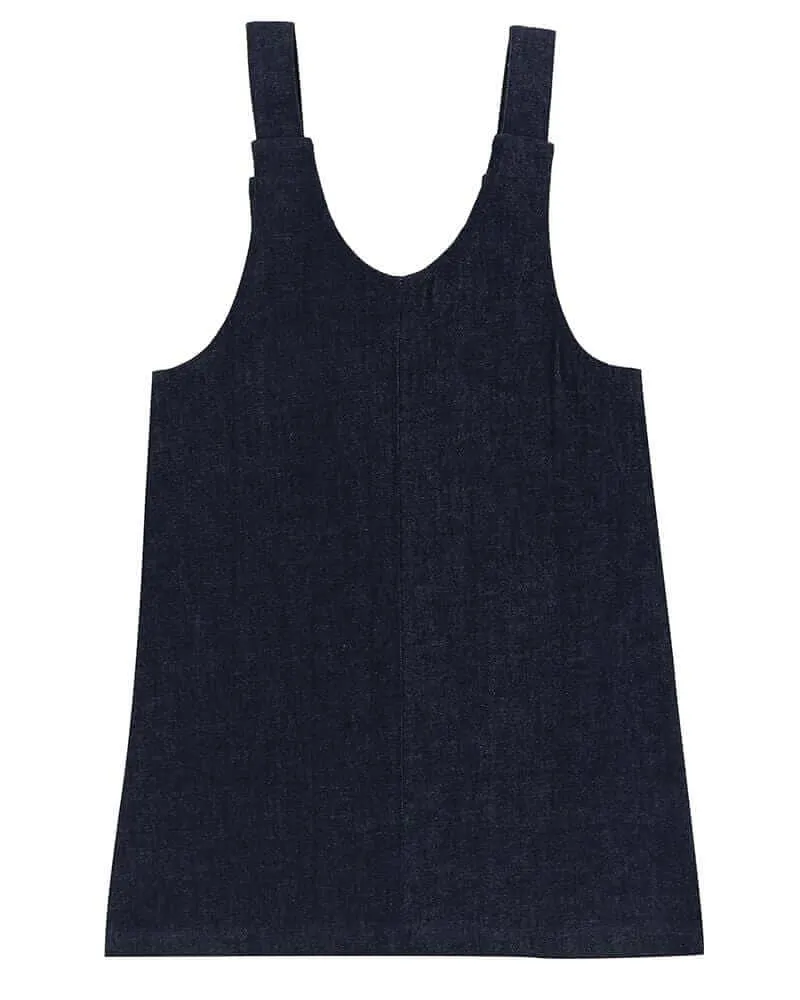 Navy Denim Pinafore Dress