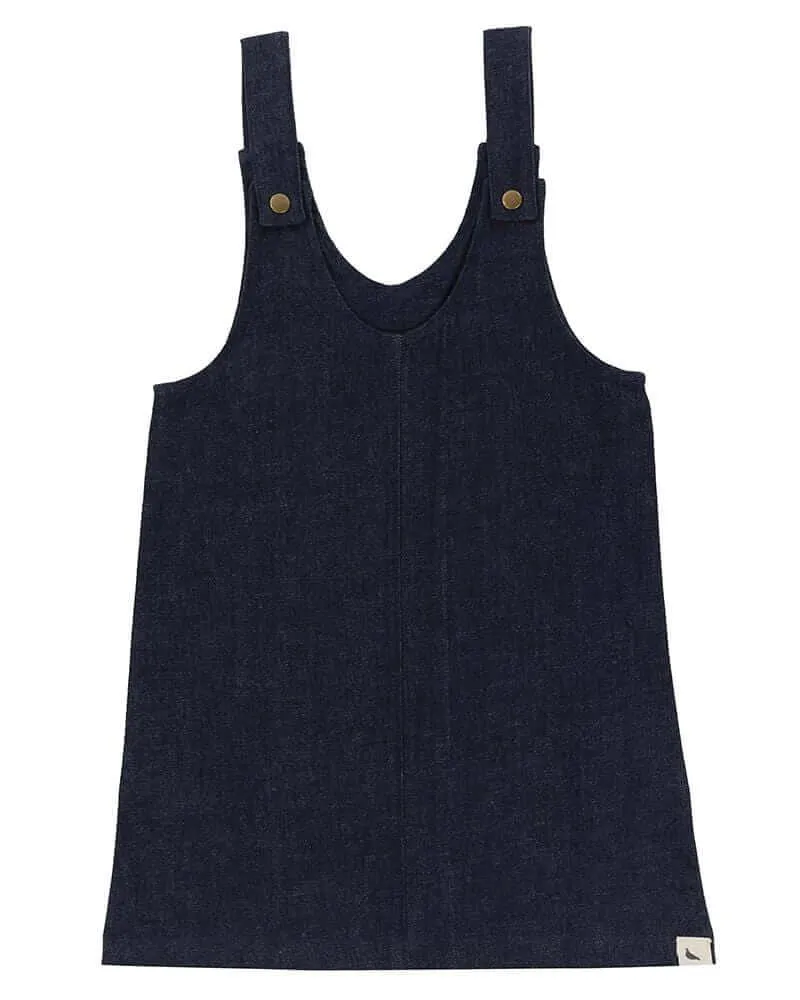 Navy Denim Pinafore Dress
