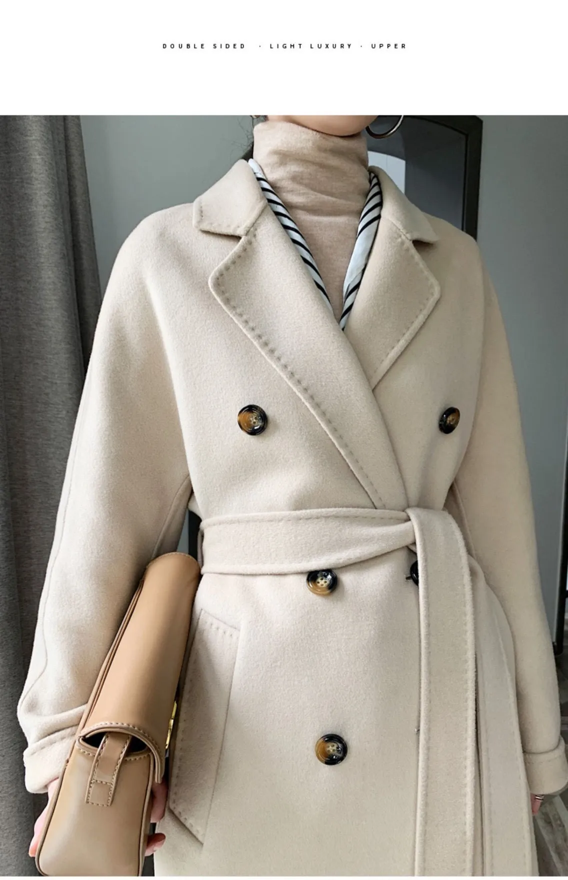 New design fashion  clothes women ladies cashmere long wool coat