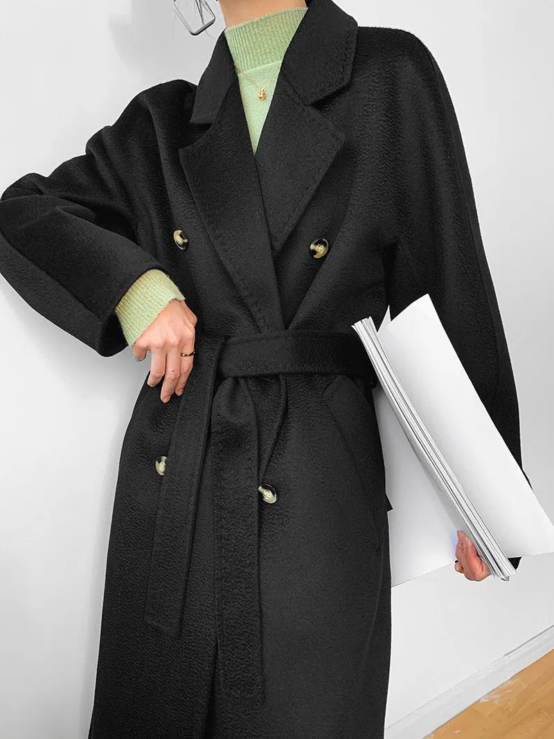 New design fashion  clothes women ladies cashmere long wool coat
