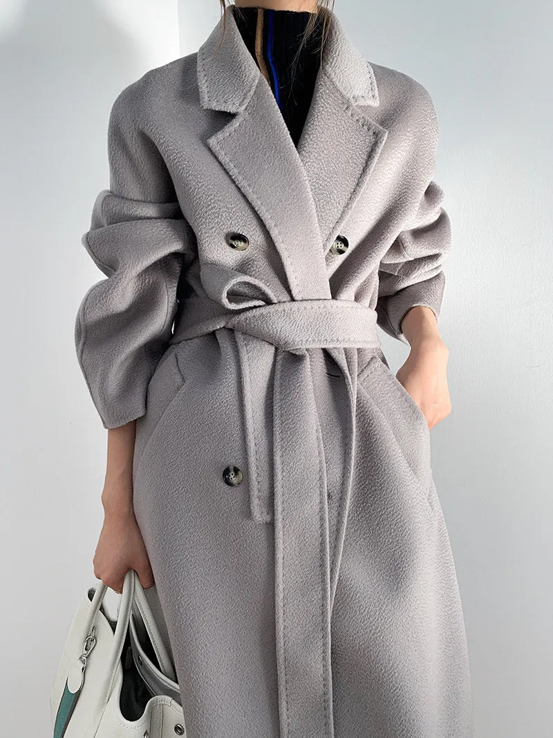 New design fashion  clothes women ladies cashmere long wool coat