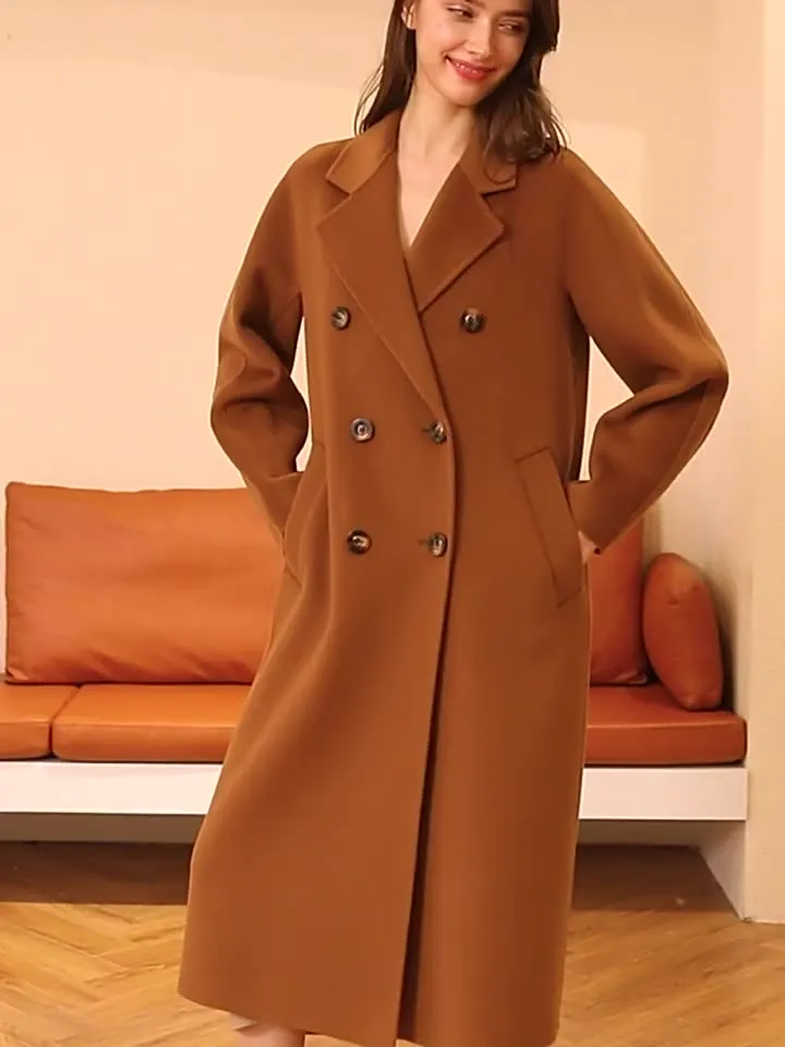 New design fashion  clothes women ladies cashmere long wool coat