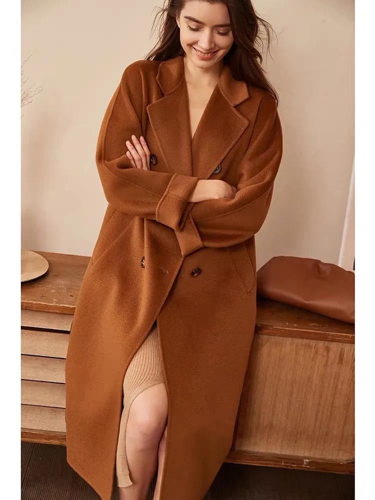 New design fashion  clothes women ladies cashmere long wool coat