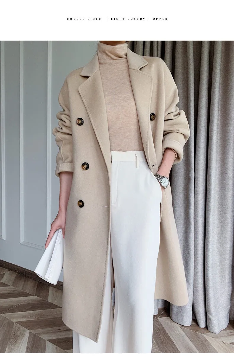 New design fashion  clothes women ladies cashmere long wool coat