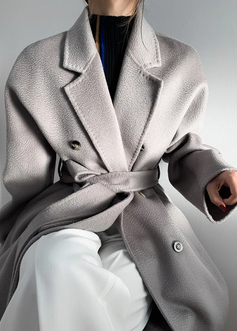 New design fashion  clothes women ladies cashmere long wool coat