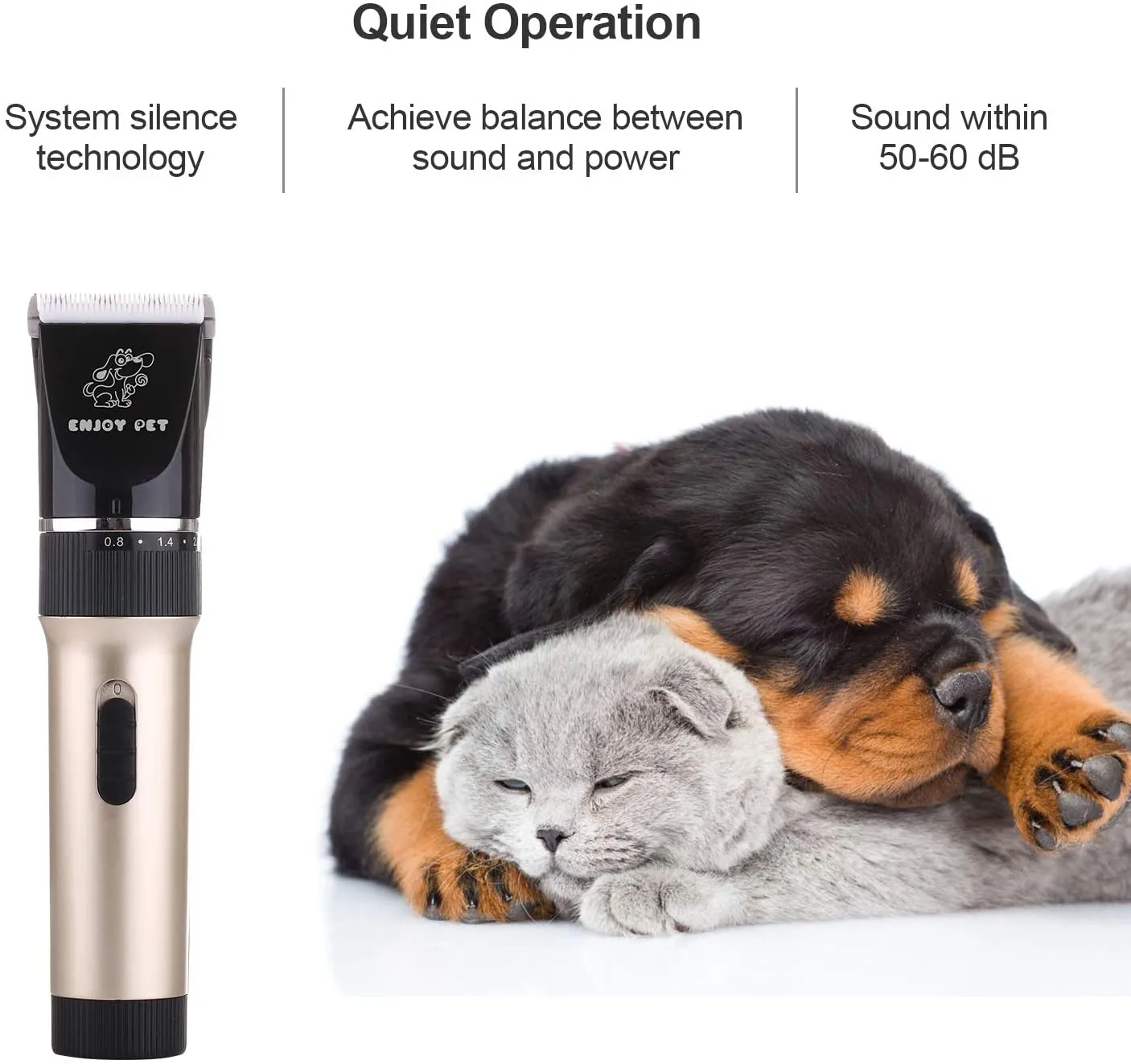 New Dog Clippers Cat Shaver, Professional Hair Grooming Electric Clipper Detachable Blades Cordless Rechargeable, Pet Clipper for Thick Coats Long haired Dog Cat, Quiet Animal Clippers and Trimmer (Gold)