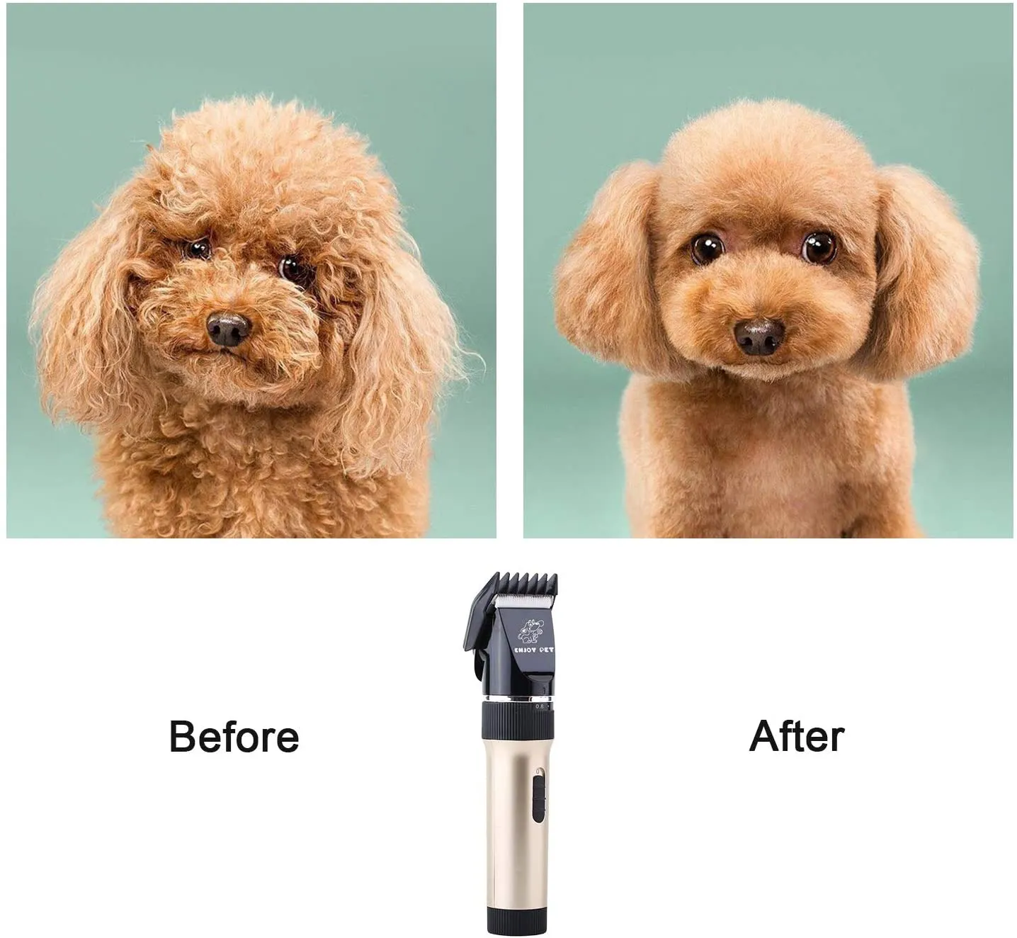 New Dog Clippers Cat Shaver, Professional Hair Grooming Electric Clipper Detachable Blades Cordless Rechargeable, Pet Clipper for Thick Coats Long haired Dog Cat, Quiet Animal Clippers and Trimmer (Gold)