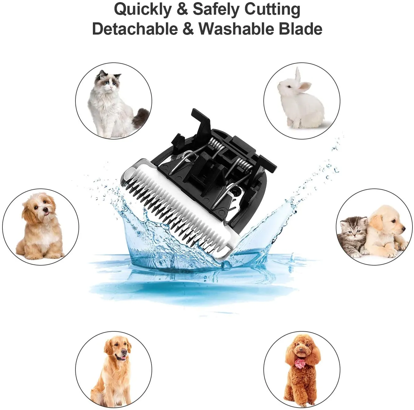 New Dog Clippers Cat Shaver, Professional Hair Grooming Electric Clipper Detachable Blades Cordless Rechargeable, Pet Clipper for Thick Coats Long haired Dog Cat, Quiet Animal Clippers and Trimmer (Gold)