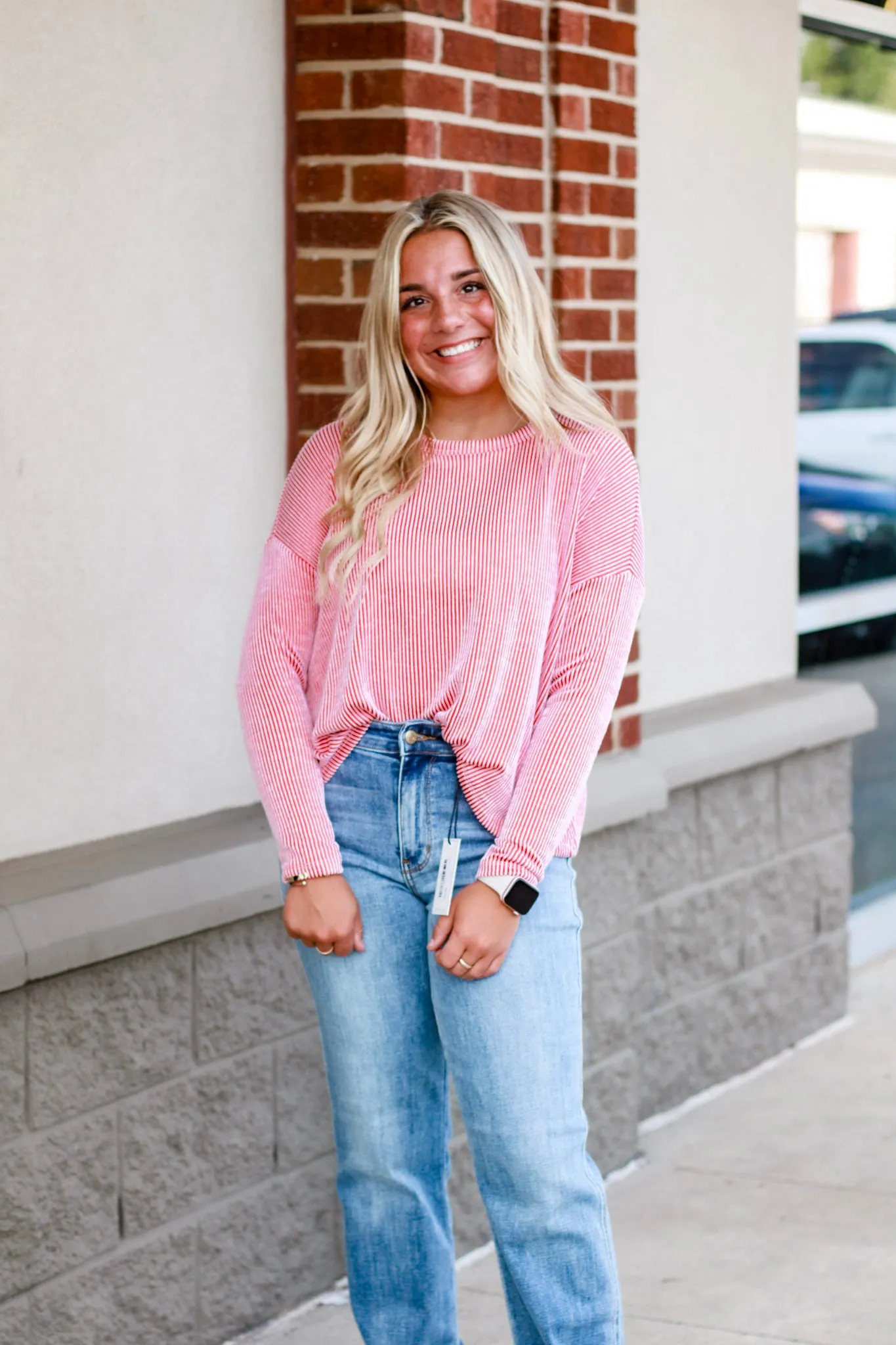 Night Moves Ribbed Top in Ruby