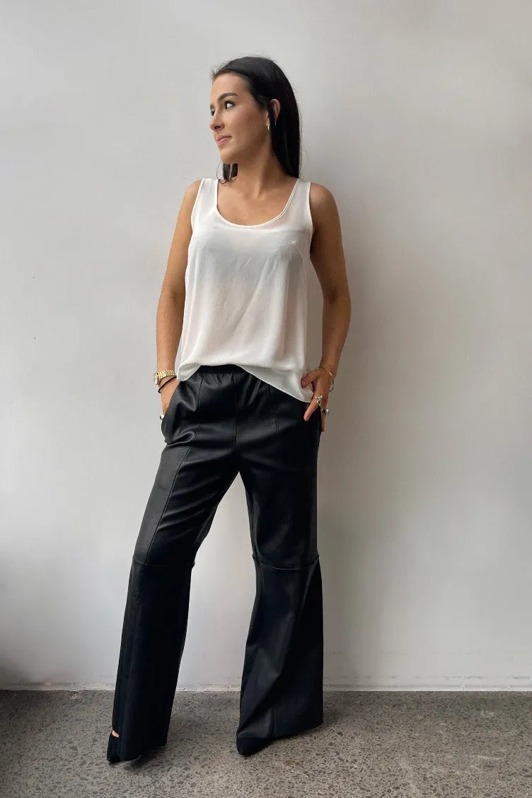 October Reign Leather Wide Leg Pants - Black