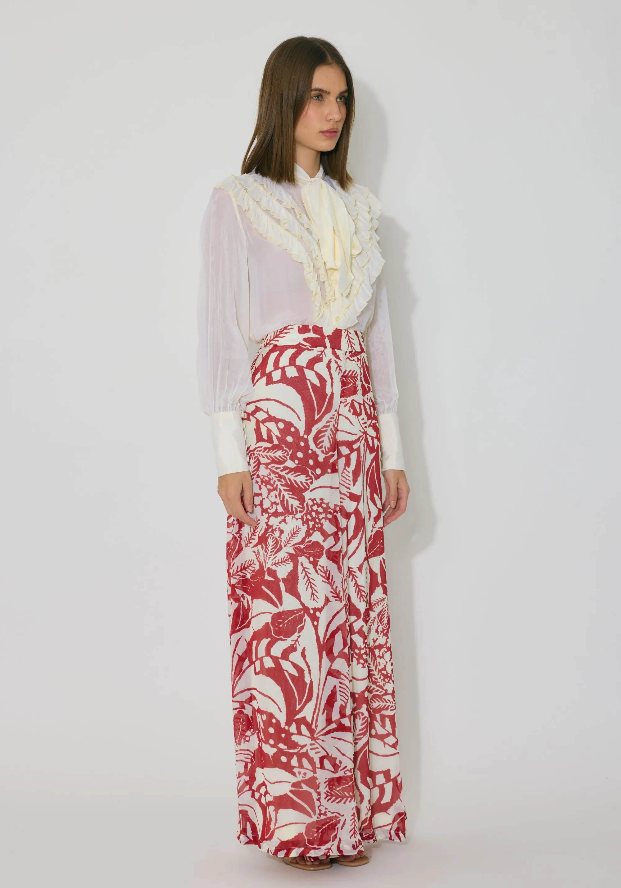 OFF WHITE AND RED FLARED PANTS