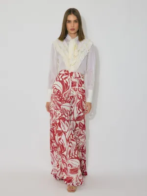 OFF WHITE AND RED FLARED PANTS