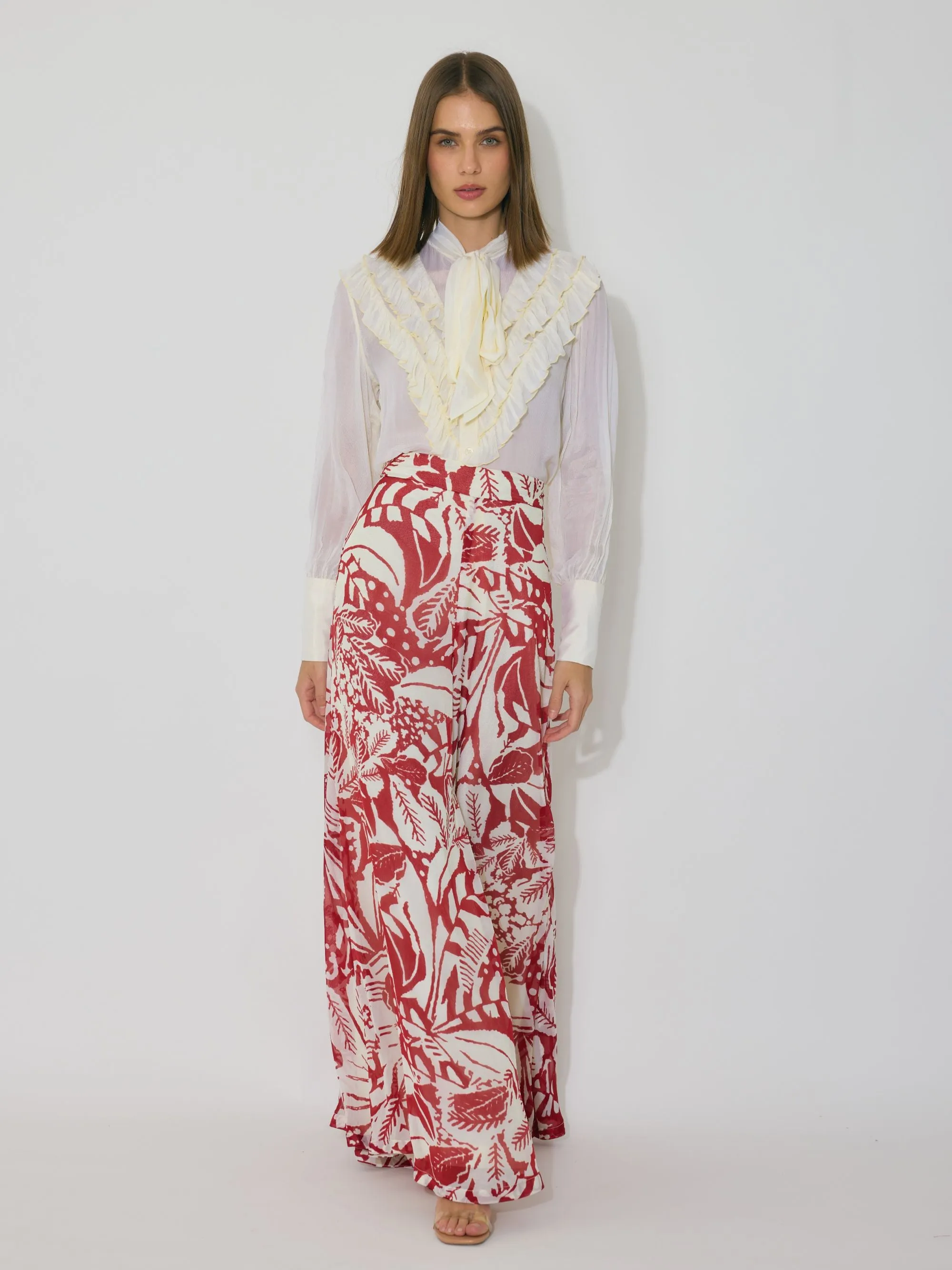 OFF WHITE AND RED FLARED PANTS