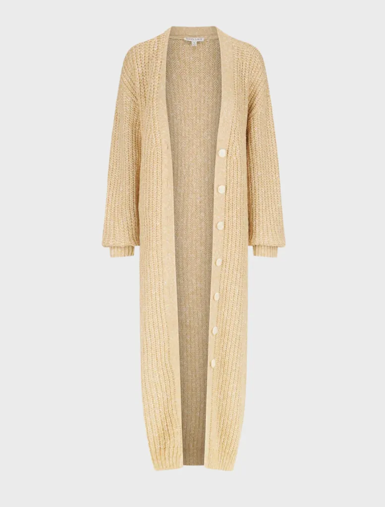 Olivia Longline Cardigan - Oat/ Ivory