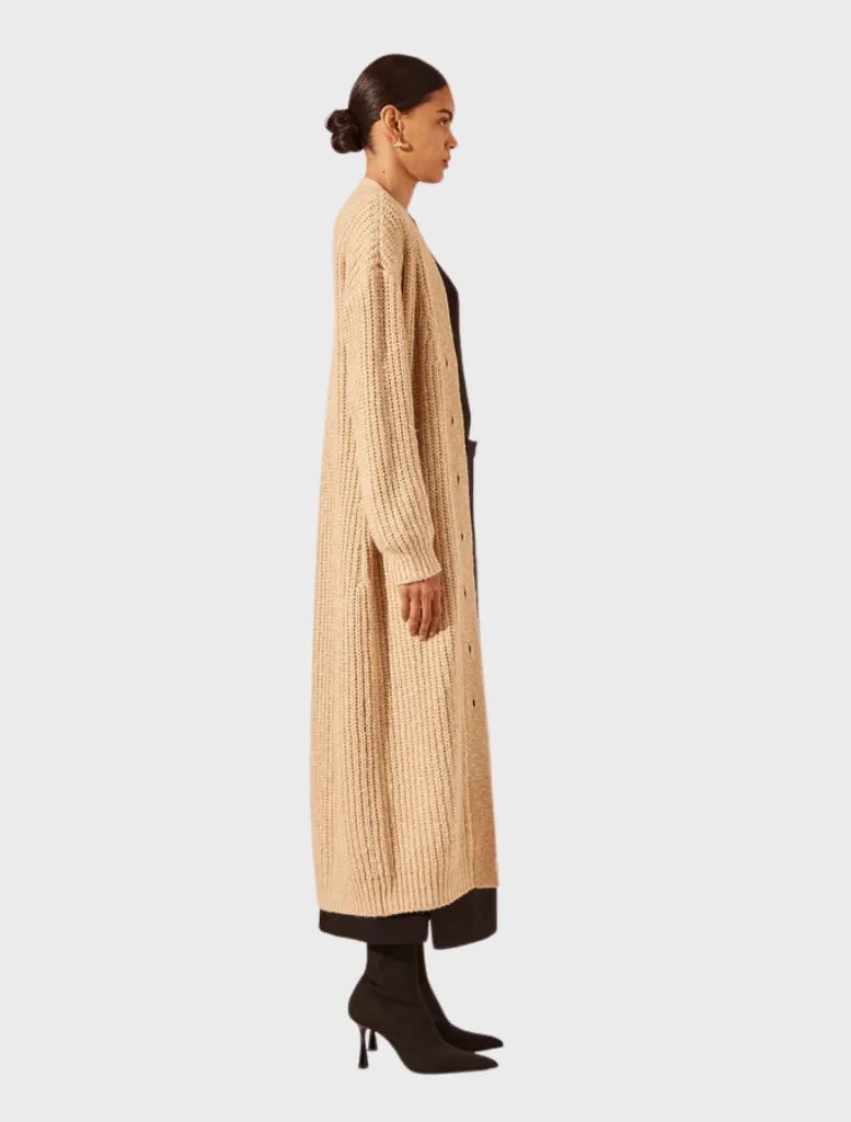 Olivia Longline Cardigan - Oat/ Ivory