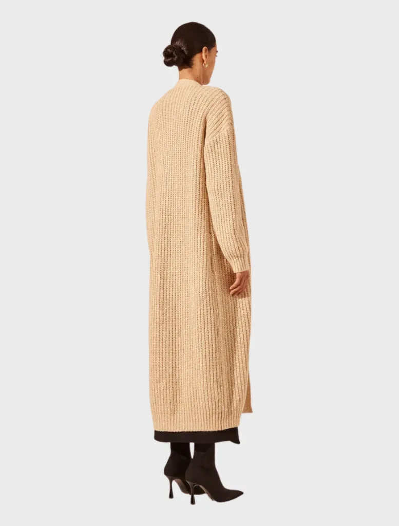 Olivia Longline Cardigan - Oat/ Ivory