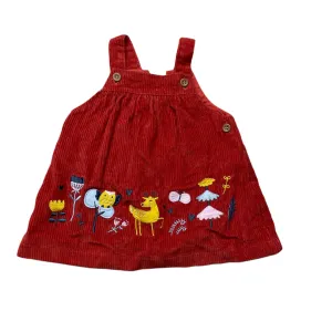 Ollies Place embroidered corduroy cotton overalls dress / pinafore, size 000, Pre-loved