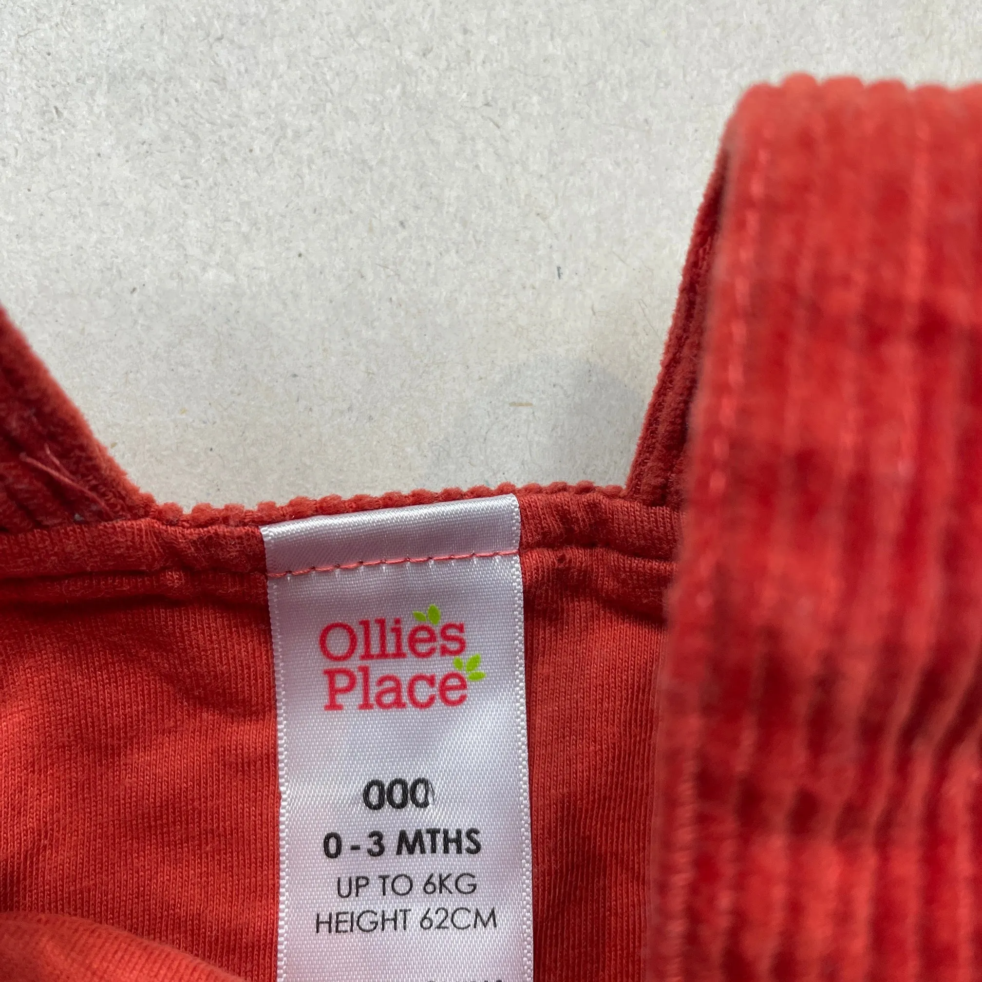 Ollies Place embroidered corduroy cotton overalls dress / pinafore, size 000, Pre-loved