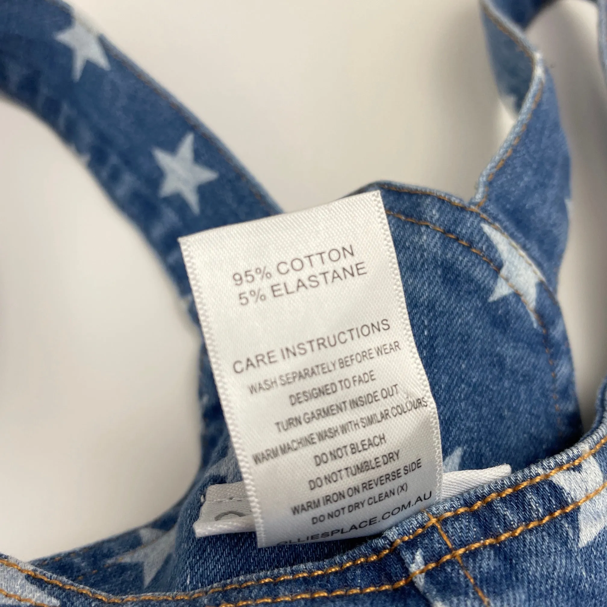 Ollies Place stretch denim overalls dress / pinafore, size 10, Pre-loved
