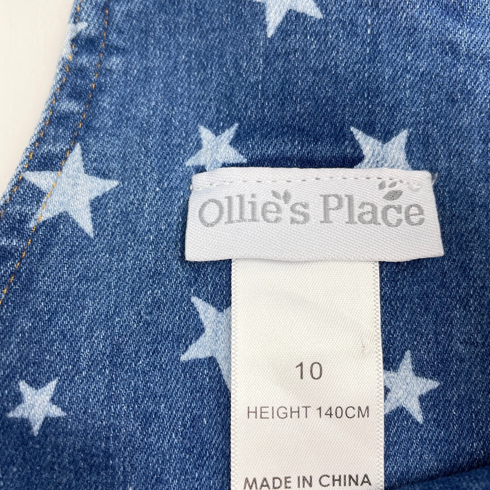 Ollies Place stretch denim overalls dress / pinafore, size 10, Pre-loved