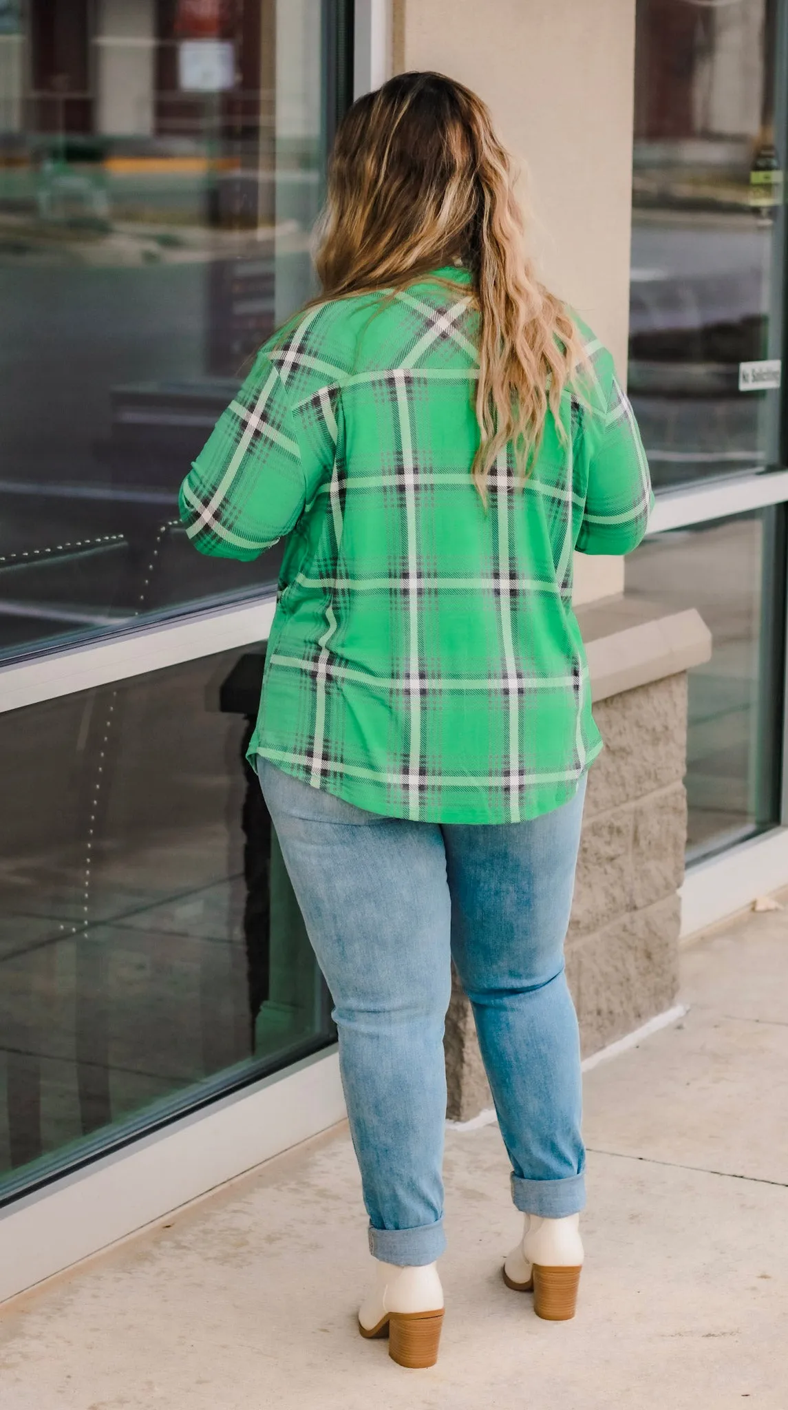On My Way Flannel in Kelly Green