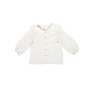Oversize Claudine Collar Blouse - Dot Off White