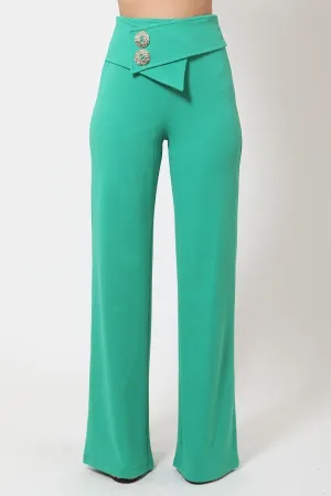 Oversized Button Front Detail Pants