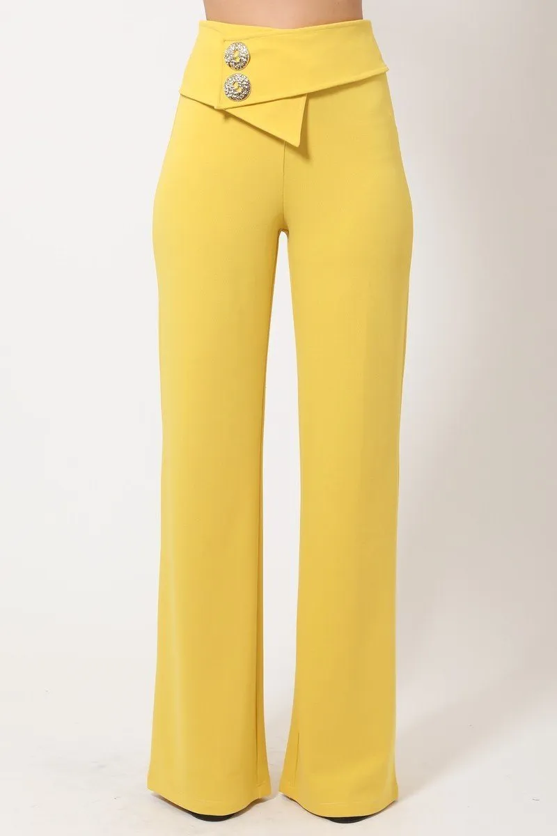 Oversized Button Front Detail Pants