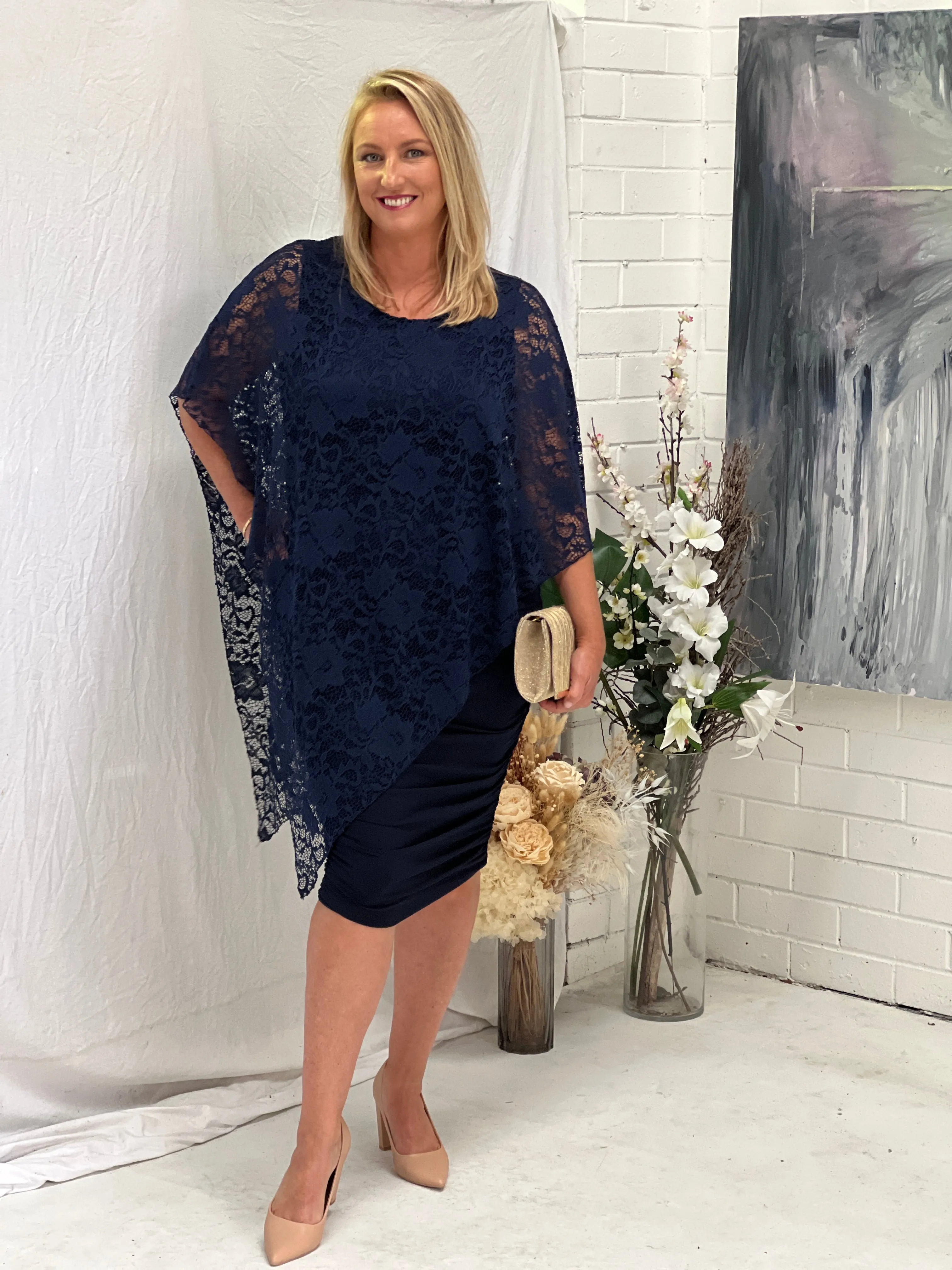 Owen Navy Lace Top