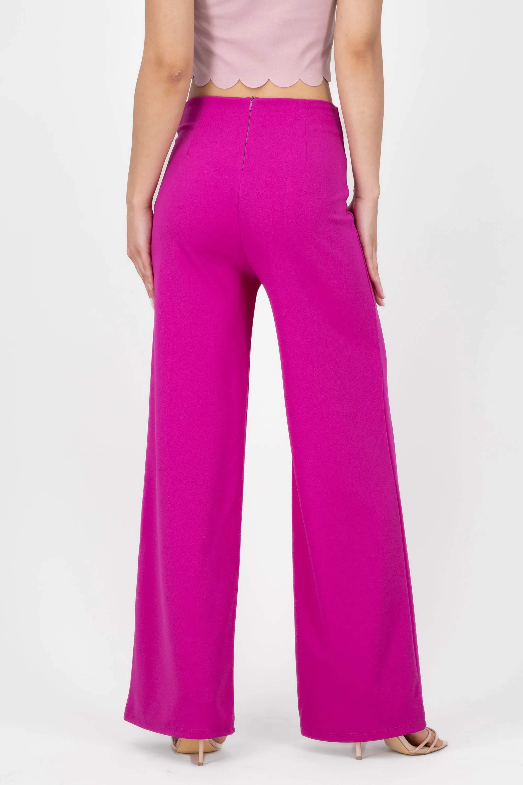 Pantalón Wide Leg Cintura Alta Costuras