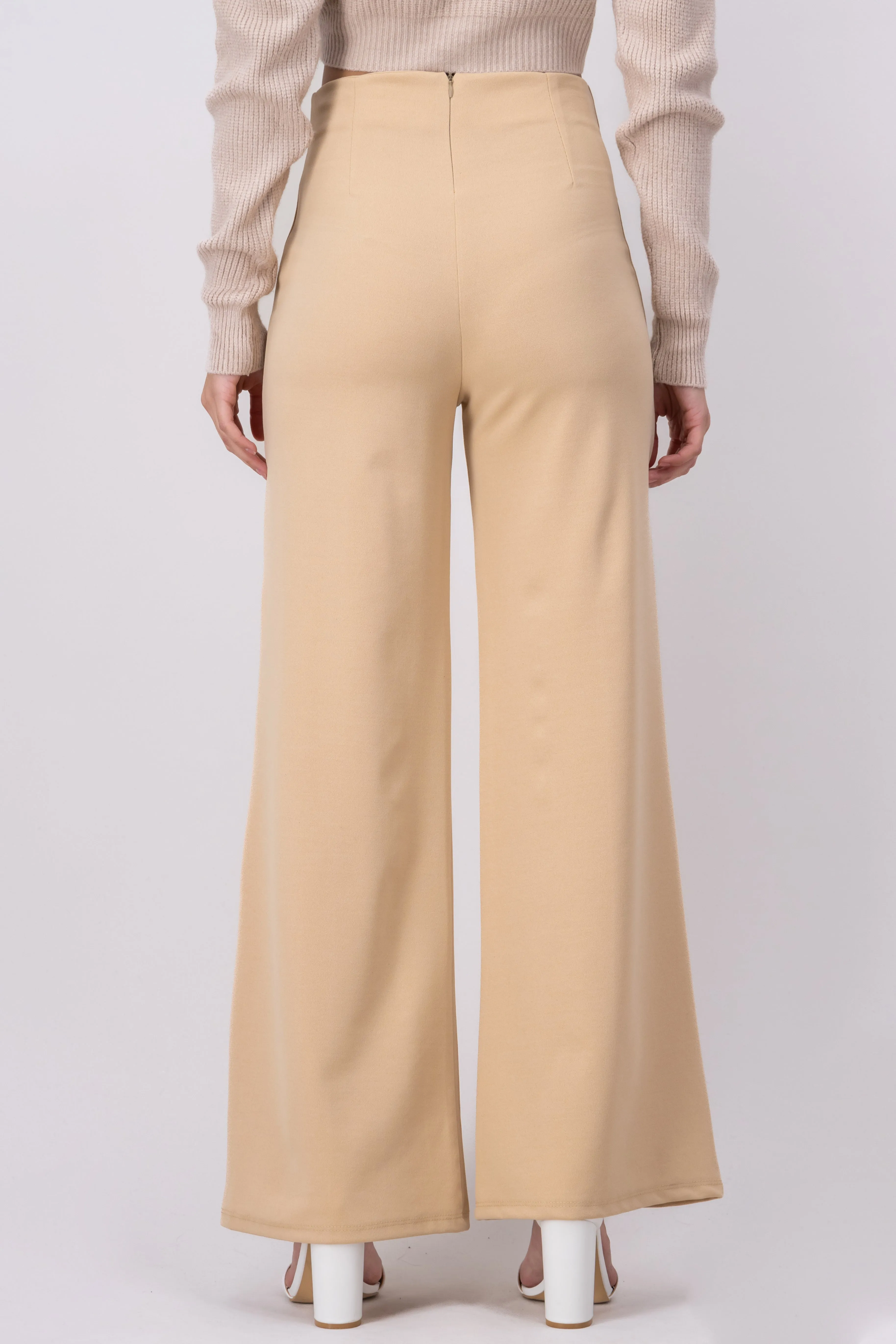 Pantalón Wide Leg Cintura Alta Costuras