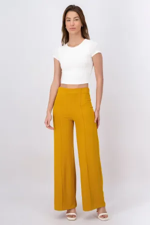 Pantalón Wide Leg Cintura Alta Costuras