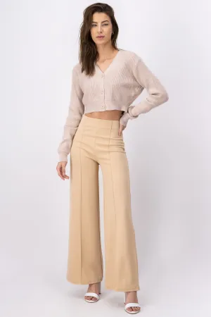 Pantalón Wide Leg Cintura Alta Costuras