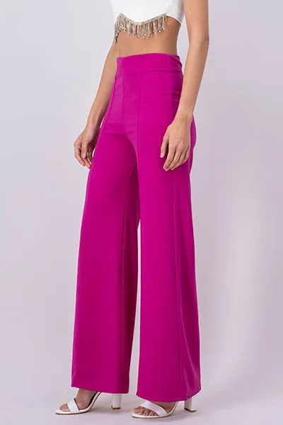 Pantalón Wide Leg Cintura Alta Costuras