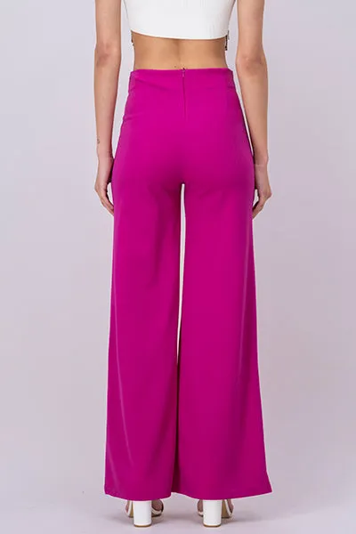 Pantalón Wide Leg Cintura Alta Costuras